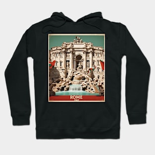 Trevi Fountain Rome Italy Vintage Tourism Travel Poster Hoodie